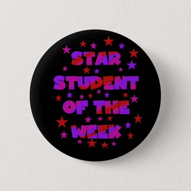 Rosa und lila Stern-Student der Woche Button (Vorderseite)