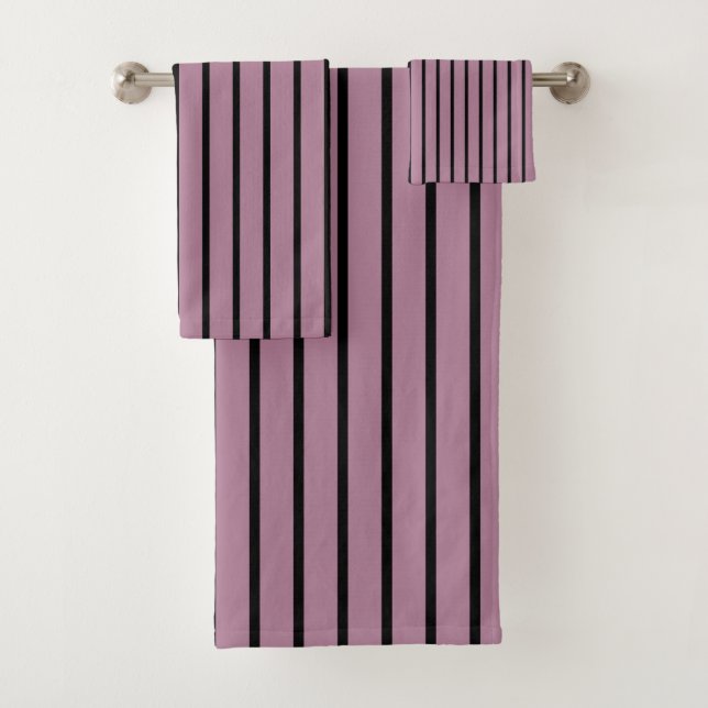 Rosa und Lila Streifen Badhandtuch Set (Insitu)