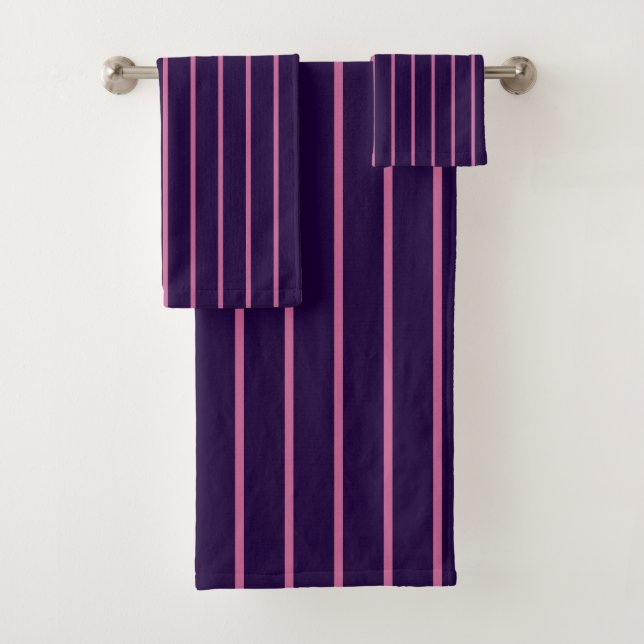 Rosa und Lila Streifen Badhandtuch Set (Insitu)