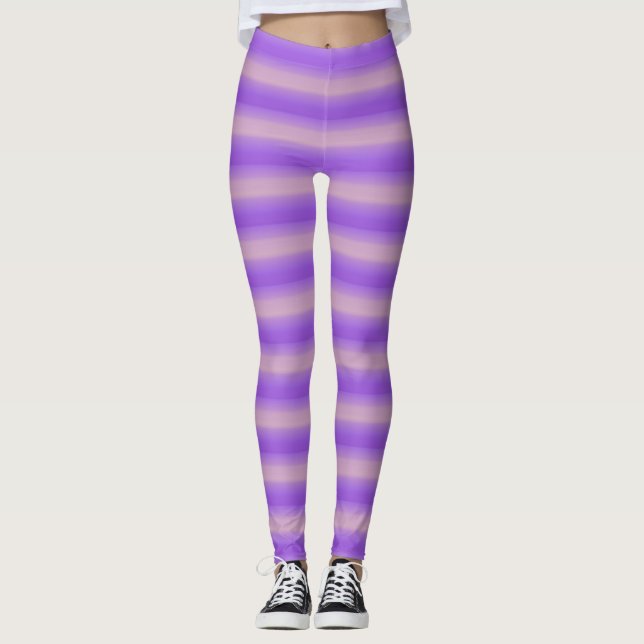 Rosa und Lila Streifen Leggings (Vorderseite)