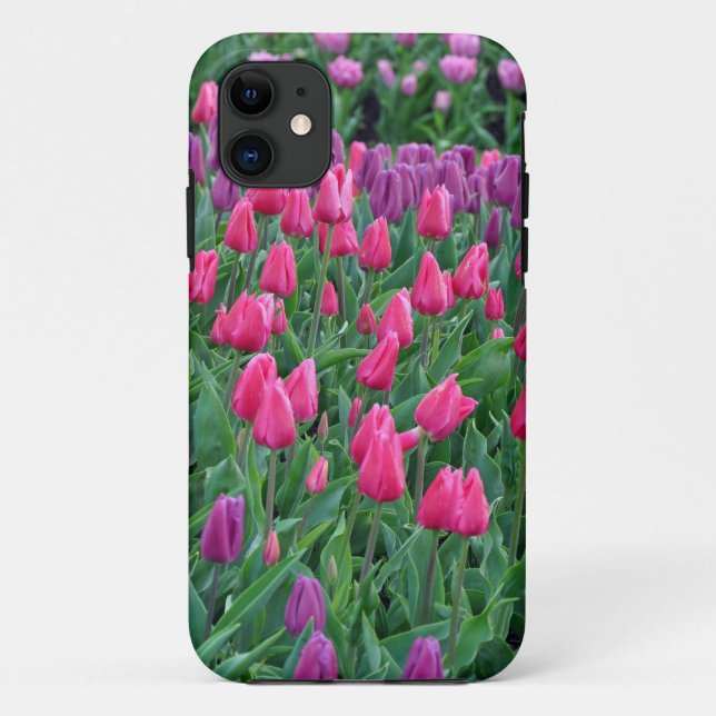 Rosa und lila Tulpen Frühjahrsgarten Case-Mate iPhone Hülle (Rückseite)