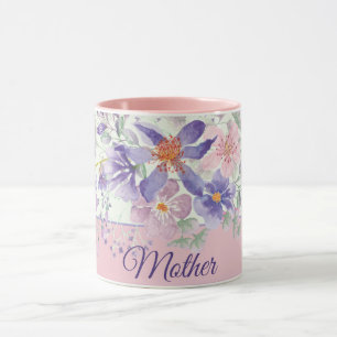 Rosa und lila Wasserfarbe Blumen anpassbar Tasse