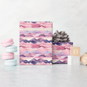 Rosa und Lila Wasserfarbe Landschaft Geschenkpapier