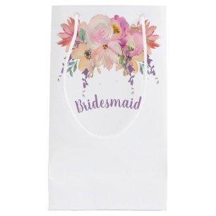 Rosa und lila Wasserfarben-Blumen-Brautjungfer Kleine Geschenktüte