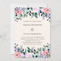 Rosa und lila Wasserfarben Blumenrand Hochzeit