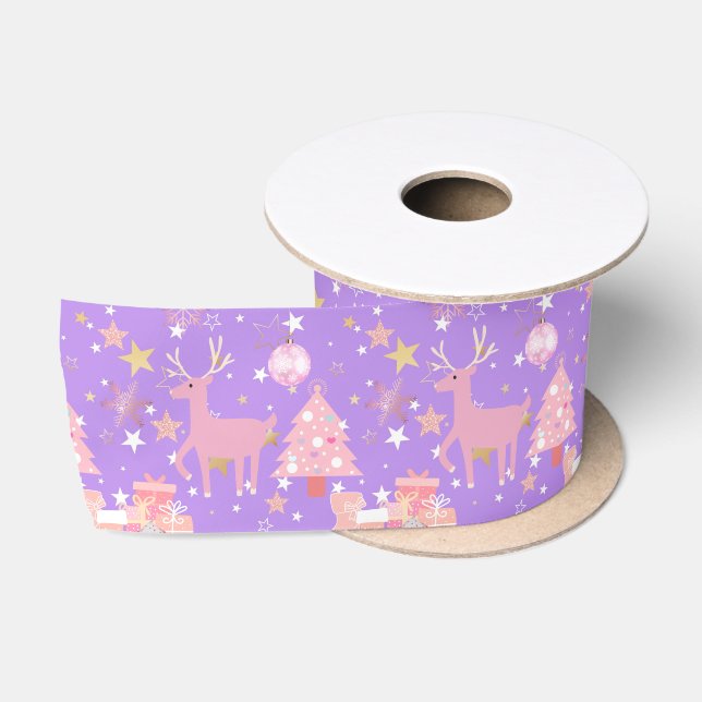 Rosa und Lila Weihnachtsgestaltung Satinband (Spule)