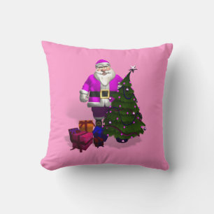 Rosa und lila Weihnachtsmann Kissen