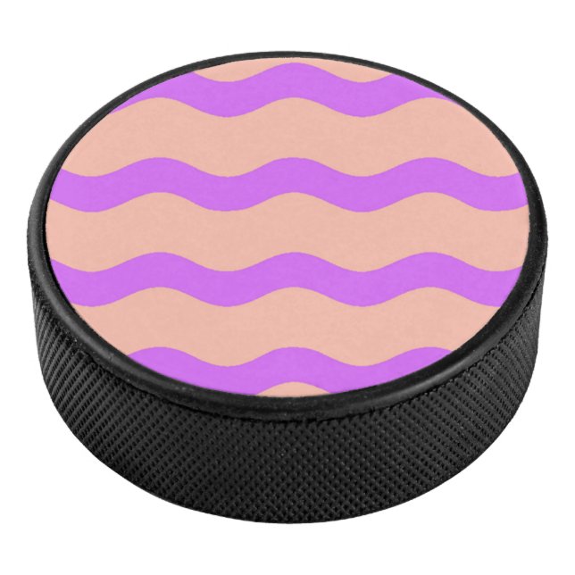 Rosa und lila Wellenmuster Eishockey Puck (3/4)