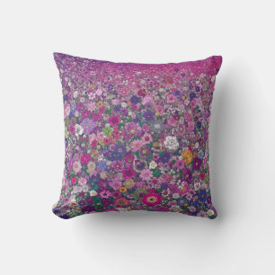 Rosa und Lila Wildblume Kissen