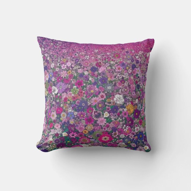 Rosa und Lila Wildblume Kissen (Vorderseite)