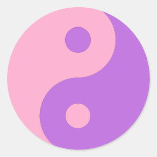 Rosa und lila Yin Yang Runder Aufkleber