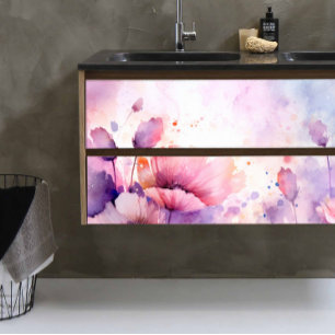 Rosa und Lilac-Blume im Nebeldekoupage Seidenpapier