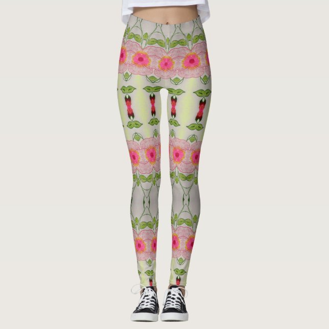 Rosa und Limettengrün Leggings (Vorderseite)