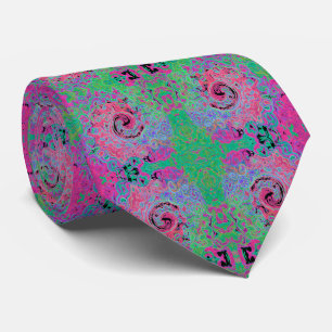 Rosa und Limettengrüner Groovy Abstrakter Retro-Wi Krawatte