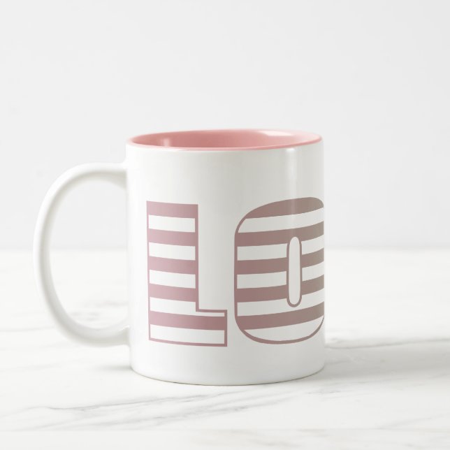 Rosa und Limone Liebe Streifen Zweifarbige Tasse (Links)