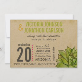 Rosa und Limone Sukkulente Hochzeit moderner Typog Einladung