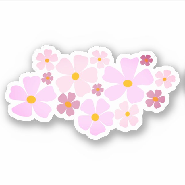 Rosa und Magenta Blume Graphic Aufkleber (Vorderseite)