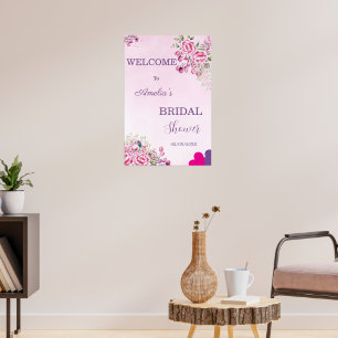 Rosa und Magenta-Farbe Klassische Hochzeitsbegrüßu Poster