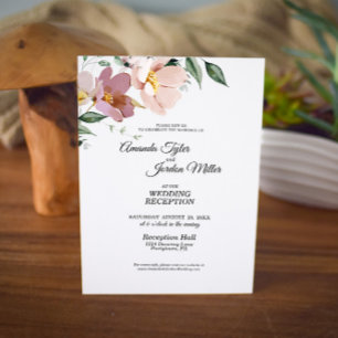 Rosa und Malvenfarbene Vintage-Floral-Hochzeitsfei Einladung
