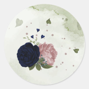 Rosa- und Marinebarten Runder Aufkleber