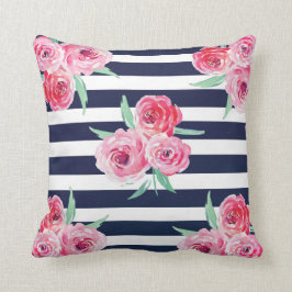 Rosa- und Marineblau Blumenkissen Kissen