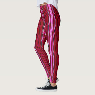 Rosa und Maroon Stripes Leggings