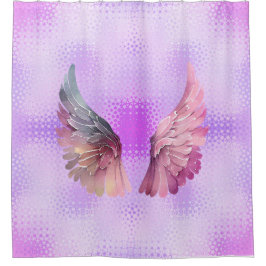 Rosa und Mauve Angel Wings im maurischen Hintergru Duschvorhang