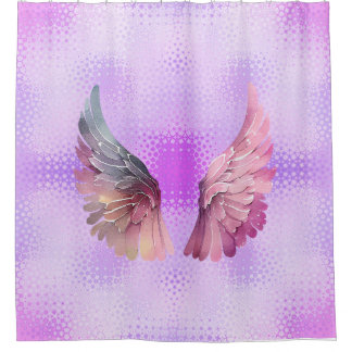 Rosa und Mauve Angel Wings im maurischen Hintergru Duschvorhang