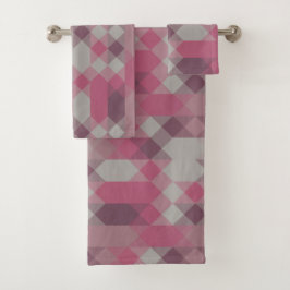 rosa und mauve geometrisch badhandtuch set