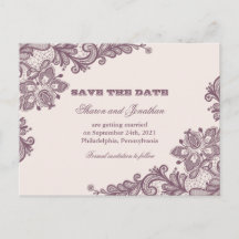 Rosa und Mauve Vintage Spitzen Save the Date