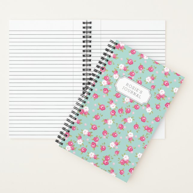 Rosa und Minze Farbe Bläschen Print Notizbuch (Innen)