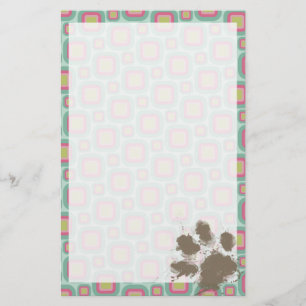 Rosa und Minze Retro; Funny Pawprint Briefpapier