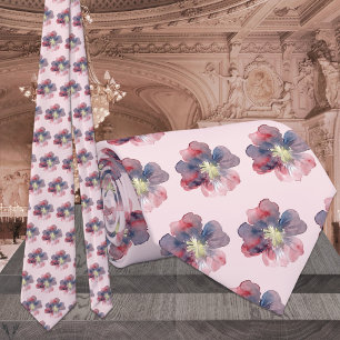 Rosa und Navy Flor je Watecolor gestrichene Hochze Krawatte