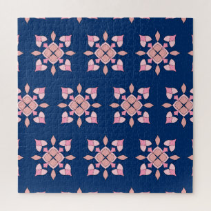 Rosa und Navy Geometrische Blumenfliesen