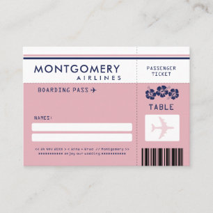 Rosa und Navy Hibiskus Boarding Pass-Sitzkarte Platzkarte