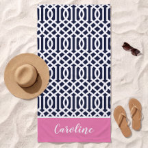 Rosa und Navy Trellis Monogram