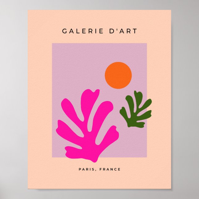 Rosa und orange Abstrakte Blätter schneiden Outs Poster (Vorne)