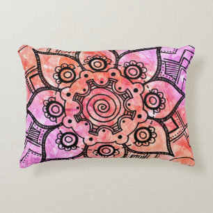 Rosa und orange Abstrakte Mandala Akzent Pillow Dekokissen