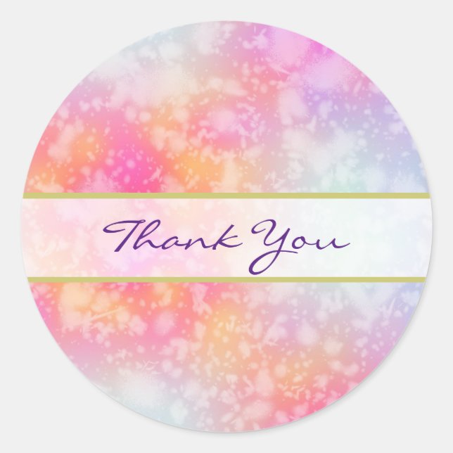 Rosa und orange Abstrakte Wasserfarbe Vielen Dank Runder Aufkleber (Vorderseite)