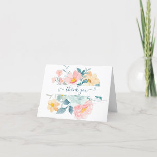 Rosa und orange Aquarell Blumen personalisiert t Dankeskarte