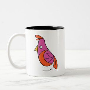 Rosa und Orange Bird Zweifarbige Tasse