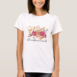 Rosa und orange Blume Bouquet Bridesmaid T-Shirt