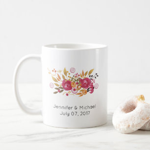 Rosa und orange Blume Bouquet Wedding Kaffeetasse