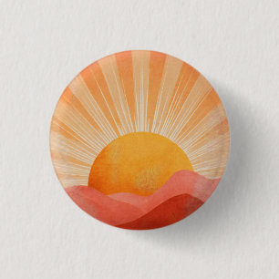Rosa und Orange Boho Sonnenaufgang Button