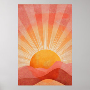 Rosa und Orange Boho Sonnenaufgang Poster