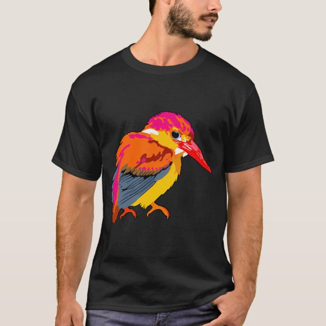 Rosa und Orange Eisvogel T-Shirt (Vorderseite)