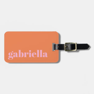 Rosa und Orange Fette Typografie Personalisierter  Gepäckanhänger