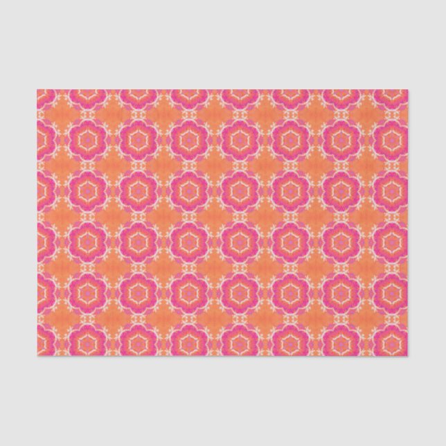 Rosa und orange geometrisches Muster Seidenpapier (Vorderseite)