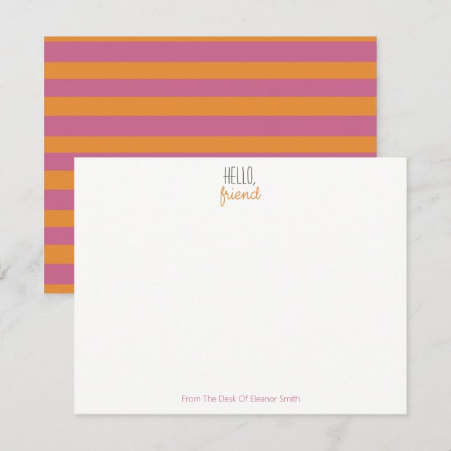Rosa und orange gestrichene Notecards - Set von 10 Mitteilungskarte (Vorne/Hinten)