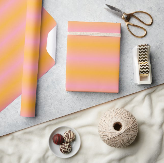 Rosa und orange glänzende Streifen Geschenkpapier (Kunsthandwerk)